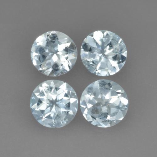 1.57캐럿 천연 매우 연한 블루 아쿠아마린 보석, 라운드 컷, 5.08 mm, VS-SI