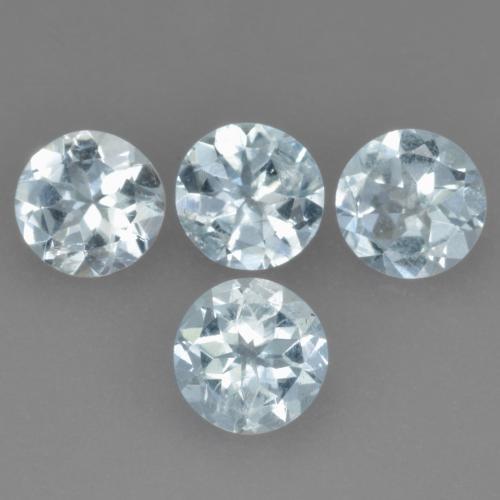 1.57캐럿 천연 매우 연한 블루 아쿠아마린 보석, 라운드 컷, 5.08 mm, VS-SI
