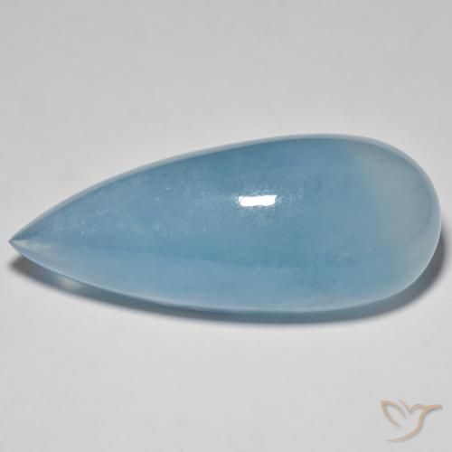 71.19ct 자연스러운 라이트 청록색 남옥, 배 모양, 투명한, Photo A