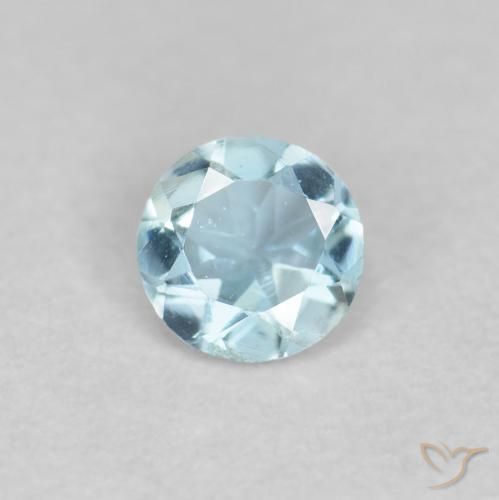 0.18ct 자연스러운 하늘색 남옥, 둥근, VVS-VS