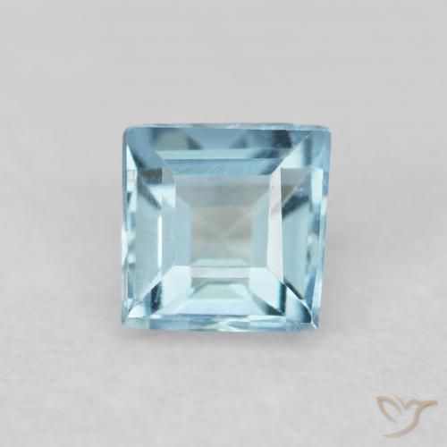 0.16ct 자연스러운 라이트 아쿠아 블루 남옥, 정사각형, VVS-VS, Photo A