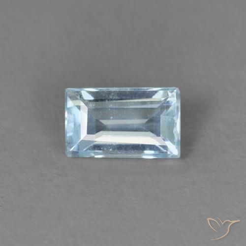 0.26ct 자연스러운 밝은 하늘색 남옥, 바게트, VS