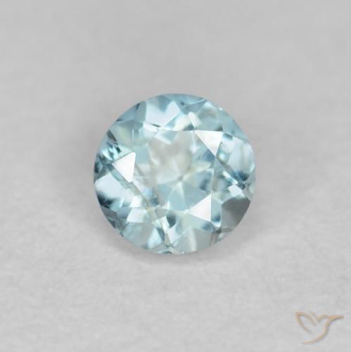 0.18캐럿 천연 하늘색 남옥, 라운드 컷, VS