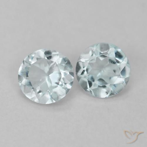 0.23캐럿 천연 매우 연한 블루 아쿠아마린 보석, 라운드 컷, 3.33 mm, VVS-VS