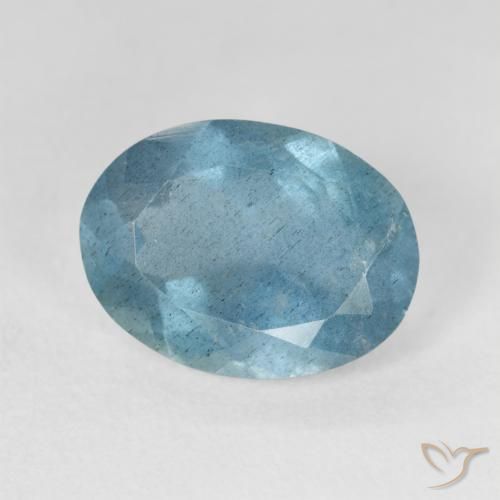 4.03ct 자연스러운 밝은 녹색을 띤 파란색 남옥, 타원형, VS-SI