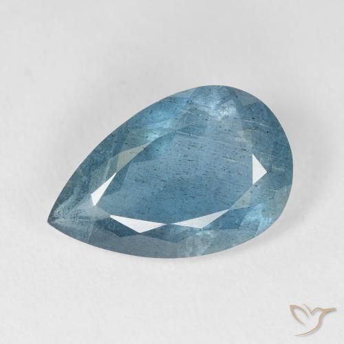 5.21캐럿 천연 딥 블루 아쿠아마린, 배 모양, 16×10.4 mm, VS-SI
