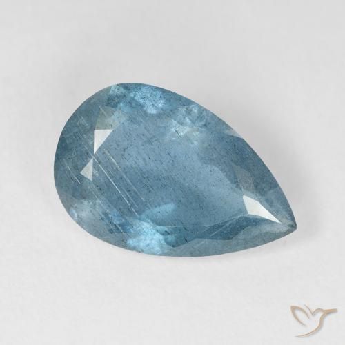 5.21캐럿 천연 딥 블루 아쿠아마린, 배 모양, 16×10.4 mm, VS-SI