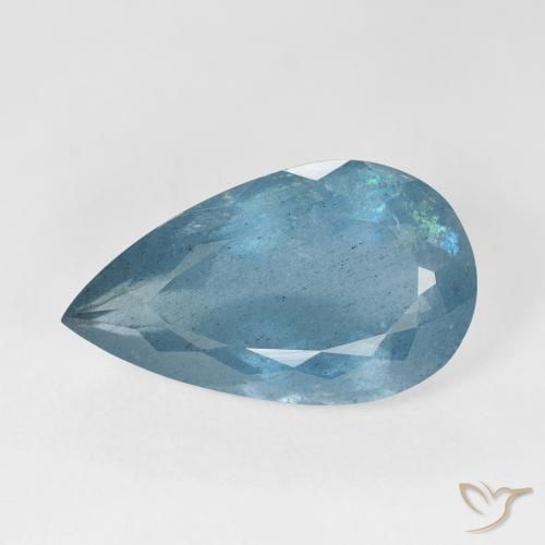 8.96ct 자연스러운 초록빛이 도는 파란색 남옥, 배 모양, VS-SI