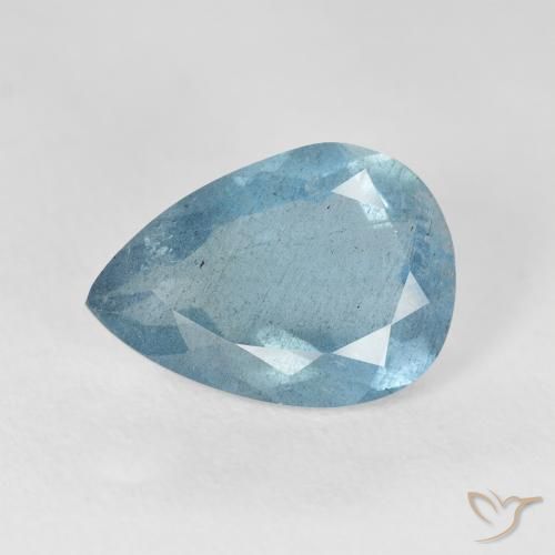 3.48ct 자연스러운 밝은 녹색을 띤 파란색 남옥, 배 모양, VS-SI