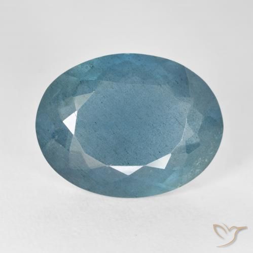 12.80ct 자연스러운 초록빛이 도는 파란색 남옥, 타원형, VS-SI