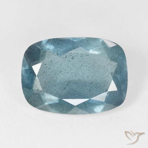 5.26캐럿 천연 푸르스름한 그린 아쿠아마린, 쿠션 컷, 13.7×10 mm, VS-SI