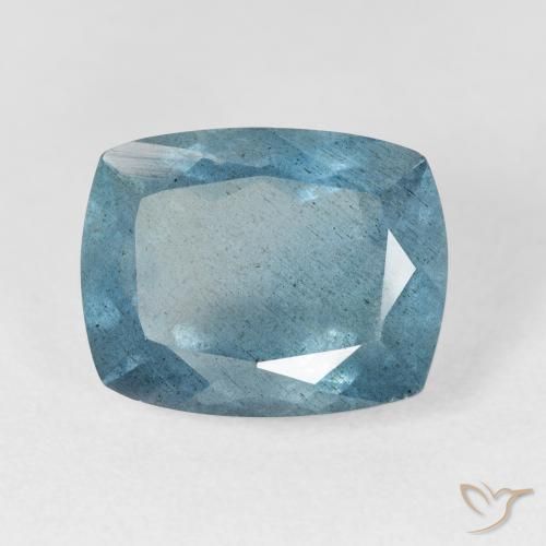 6.54캐럿 천연 푸르스름한 그린 아쿠아마린, 쿠션 컷, 13.1×10.4 mm, VS-SI