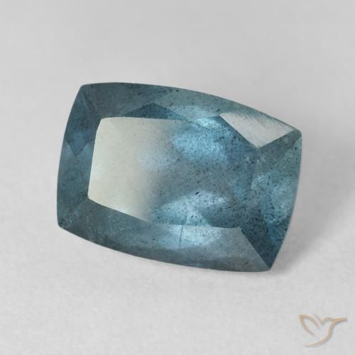 5.68캐럿 천연 녹청색 아쿠아마린, 쿠션 컷, 12.8×9.2 mm, VS-SI