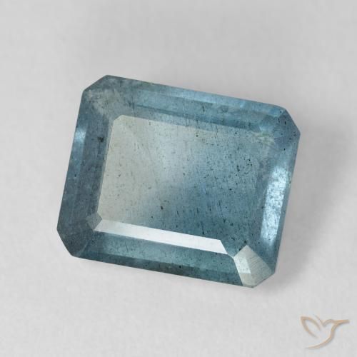4.63캐럿 천연 블루그린 아쿠아마린, 에메랄드 컷, 12×9.9 mm, VS-SI