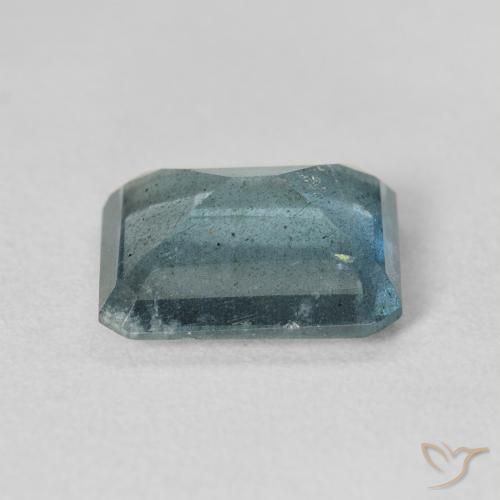 4.63캐럿 천연 블루그린 아쿠아마린, 에메랄드 컷, 12×9.9 mm, VS-SI