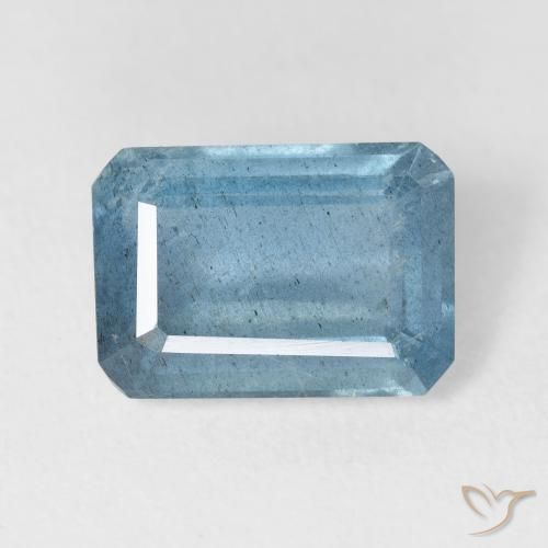 5.28ct 자연스러운 베이비 블루 남옥, 에메랄드 컷, VS-SI