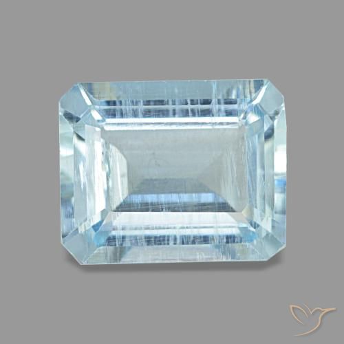 1.97캐럿 천연 라이트 아쿠아 블루 아쿠아마린, 에메랄드 컷, 8.7×7 mm, VS