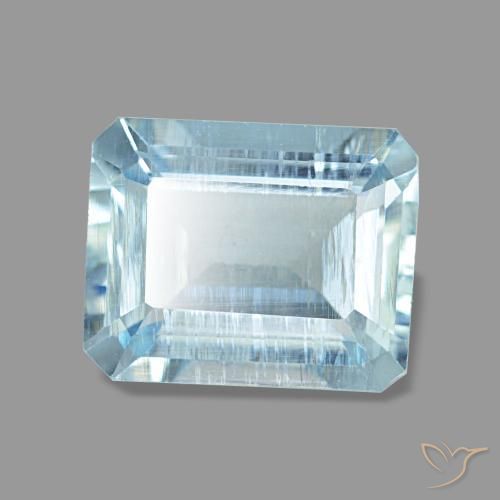 1.97캐럿 천연 라이트 아쿠아 블루 아쿠아마린, 에메랄드 컷, 8.7×7 mm, VS
