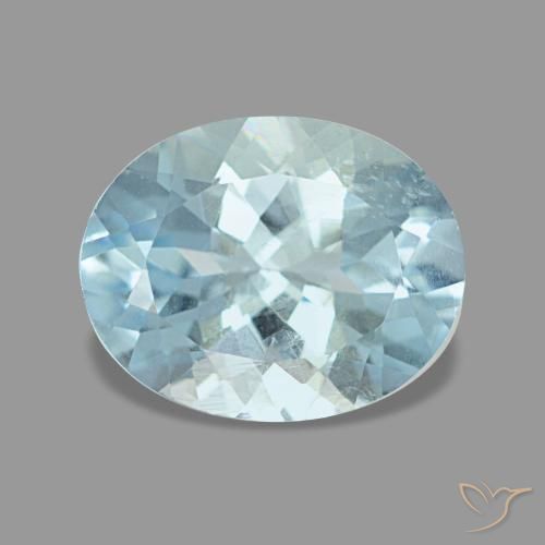 1.85캐럿 천연 라이트 블루 아쿠아마린, 타원형 컷, 9.2×7.3 mm, VS