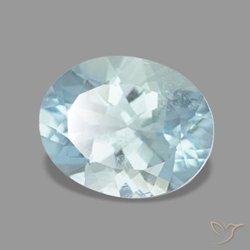 1.85캐럿 천연 라이트 블루 아쿠아마린, 타원형 컷, 9.2×7.3 mm, VS