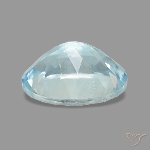 1.85캐럿 천연 라이트 블루 아쿠아마린, 타원형 컷, 9.2×7.3 mm, VS