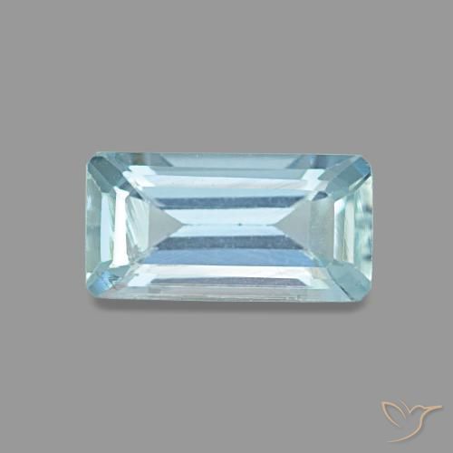 0.84캐럿 천연 베이비 블루 아쿠아마린, 에메랄드 컷, 8×4.1 mm, VS