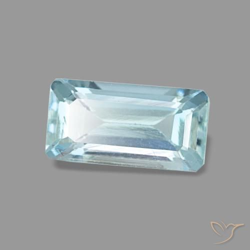 0.84캐럿 천연 베이비 블루 아쿠아마린, 에메랄드 컷, 8×4.1 mm, VS