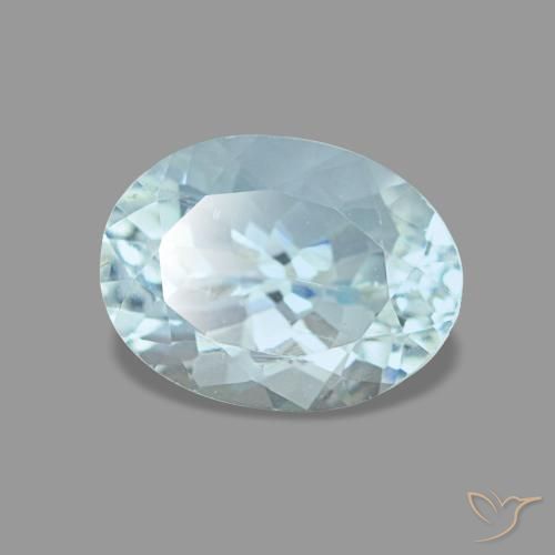 1.21캐럿 천연 라이트 블루 아쿠아마린, 타원형 컷, 7.8×5.8 mm, VS