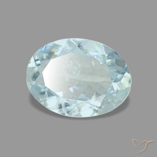 0.97캐럿 천연 베이비 블루 아쿠아마린, 타원형 컷, 8.1×6 mm, VS