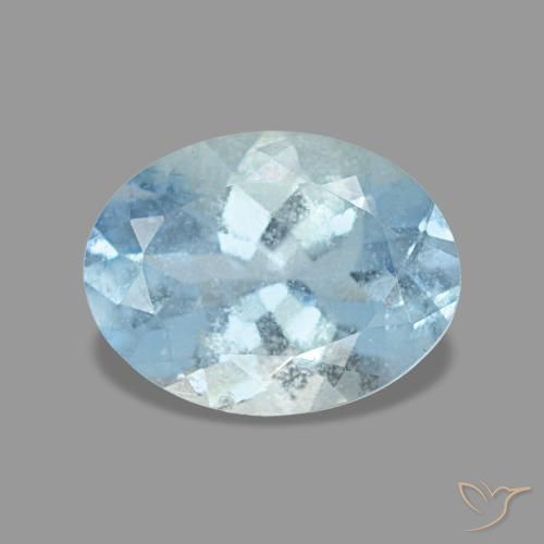 1.12캐럿 천연 라이트 블루 아쿠아마린, 타원형 컷, 8.2×6.2 mm, VS