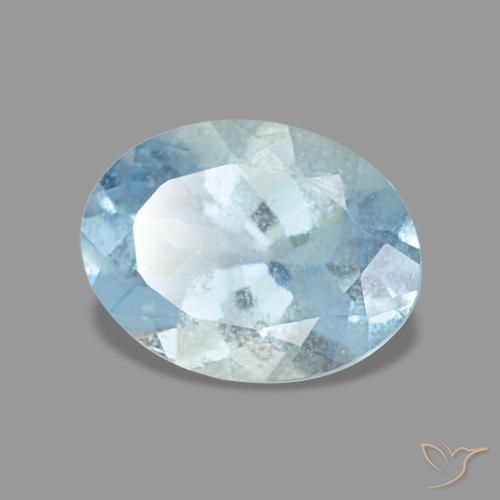 1.12캐럿 천연 라이트 블루 아쿠아마린, 타원형 컷, 8.2×6.2 mm, VS