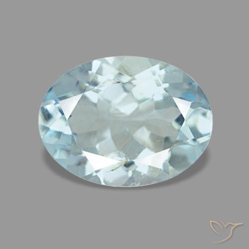 1.12캐럿 천연 라이트 블루 아쿠아마린, 타원형 컷, 8.2×6.2 mm, VS