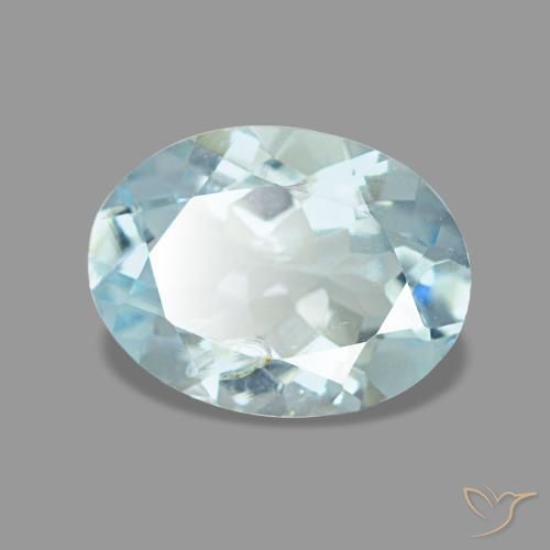 1.12캐럿 천연 라이트 블루 아쿠아마린, 타원형 컷, 8.2×6.2 mm, VS