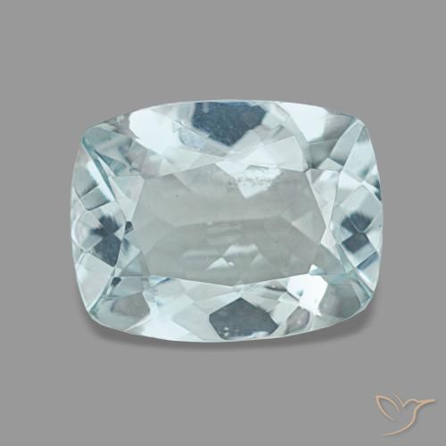 1.54캐럿 천연 연한 청록색 아쿠아마린, 쿠션 컷, 9.1×7 mm, VVS-VS