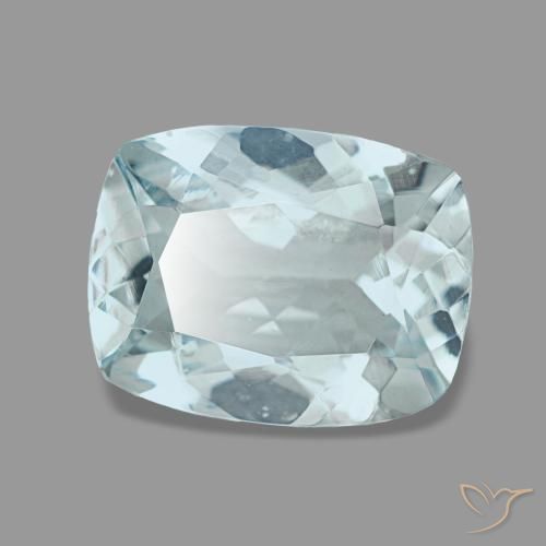 1.54캐럿 천연 연한 청록색 아쿠아마린, 쿠션 컷, 9.1×7 mm, VVS-VS