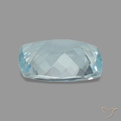 1.54캐럿 천연 연한 청록색 아쿠아마린, 쿠션 컷, 9.1×7 mm, VVS-VS