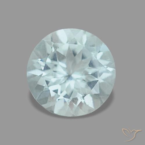 1.08캐럿 천연 연한 청록색 아쿠아마린, 라운드 컷, 7.10 mm, VVS-VS