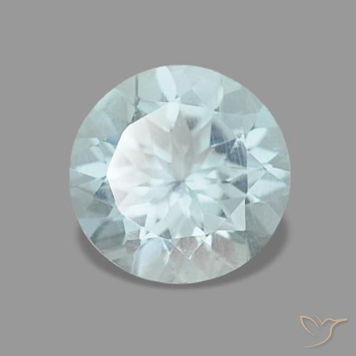 1.08캐럿 천연 연한 청록색 아쿠아마린, 라운드 컷, 7.10 mm, VVS-VS