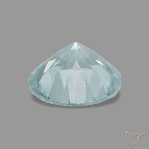 1.08캐럿 천연 연한 청록색 아쿠아마린, 라운드 컷, 7.10 mm, VVS-VS