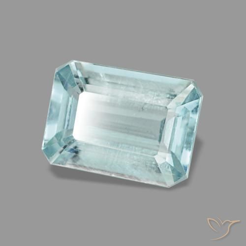 0.83캐럿 천연 연한 청록색 아쿠아마린, 에메랄드 컷, 7×5.1 mm, VVS-VS