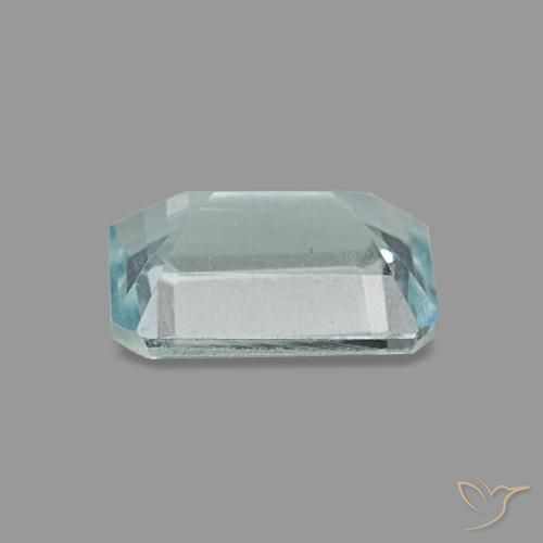 0.83캐럿 천연 연한 청록색 아쿠아마린, 에메랄드 컷, 7×5.1 mm, VVS-VS