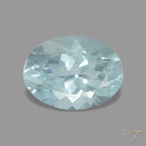 1.08캐럿 천연 연한 청록색 아쿠아마린, 타원형 컷, 7.9×5.9 mm, VVS