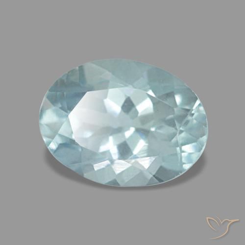 1.08캐럿 천연 연한 청록색 아쿠아마린, 타원형 컷, 7.9×5.9 mm, VVS