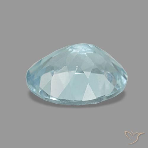 1.08캐럿 천연 연한 청록색 아쿠아마린, 타원형 컷, 7.9×5.9 mm, VVS