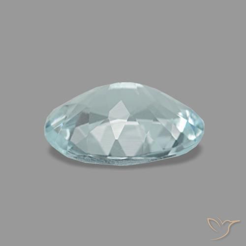 0.96캐럿 천연 연한 청록색 아쿠아마린, 타원형 컷, 8.1×5.9 mm, VVS