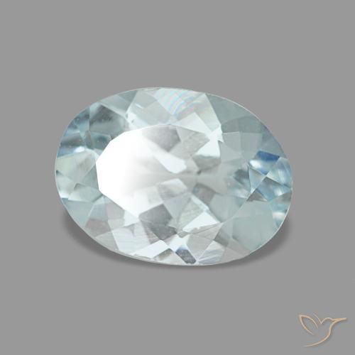 1.05캐럿 천연 연한 청록색 아쿠아마린, 타원형 컷, 8.2×6 mm, VVS
