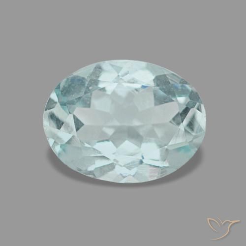 0.93캐럿 천연 연한 청록색 아쿠아마린, 타원형 컷, 8.1×6.2 mm, VVS