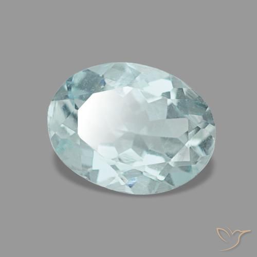 0.93캐럿 천연 연한 청록색 아쿠아마린, 타원형 컷, 8.1×6.2 mm, VVS