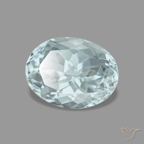 1.24캐럿 천연 연한 청록색 아쿠아마린, 타원형 컷, 7.9×6 mm, VVS