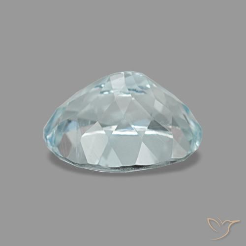 1.24캐럿 천연 연한 청록색 아쿠아마린, 타원형 컷, 7.9×6 mm, VVS